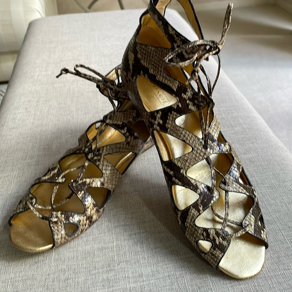 COACH vintage gladiator style python sandal size 9.5
